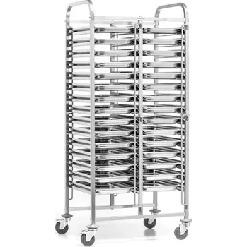 Servírovací stolek Nerezový skládací vozík na tácy a kontejnery - pro 30 GN 1/1 | FORGAST FG01103
