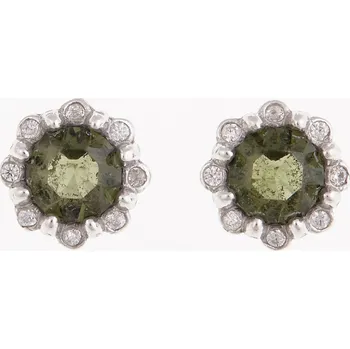 Náušnice My Moldavite Stříbrné náušnice s vltavíny a zirkony 2125-3