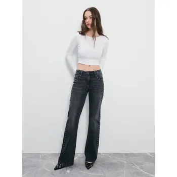 Dámské džíny Džíny zvony s nízkým sedem - 34 - House - šedá - 541IT-90J