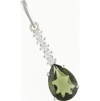 Přívěsek My Moldavite Stříbrný přívěsek s vltavínem a zirkony 412Z-14055