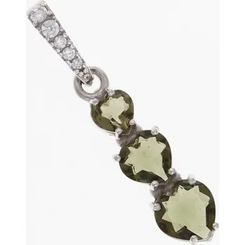 Přívěsek My Moldavite Stříbrný přívěsek s vltavínem a zirkony - srdce 228-814