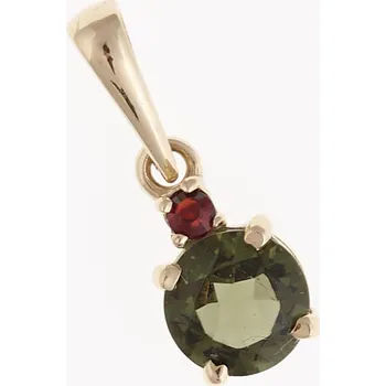 Přívěsek My Moldavite Zlatý přívěsek s vltavínem a granátem 1085-7276