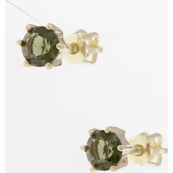 Náušnice My Moldavite Zlaté náušnice s vltavíny AUV2235-3WG 5 mm