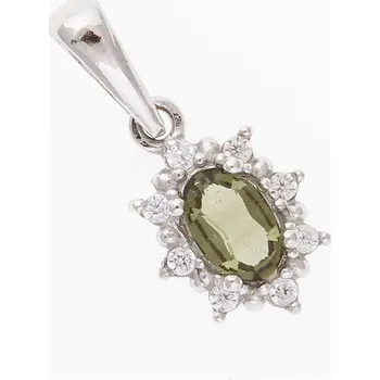 Přívěsek My Moldavite Stříbrný přívěsek s vltavínem a zirkony 1001