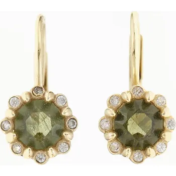 Náušnice My Moldavite Zlaté náušnice s vltavíny a zirkony AUVZ2125-4