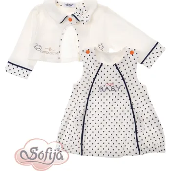 Dámské šaty SOFIJA Bavlněné šaty a kabátek DAFINKA bílé tm.modrý puntík vel. 80cm