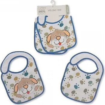 NURSERY 2x Bryndák froté DOG + folie PEVA bílý s modrým lemem