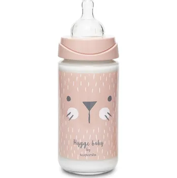 Kojenecká láhev SUAVINEX Láhev SKLO 240 ml 3P HYGGE - RŮŽOVÁ