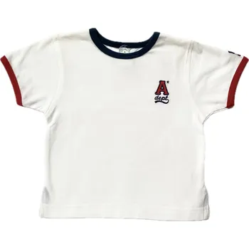 Chlapecké oblečení OSTATNÍ Dětské tričko kr.rukáv bílé, výšivka A modrý lem vel. 80-86cm