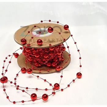 Konfeta Girlanda z perel 10 m - červená