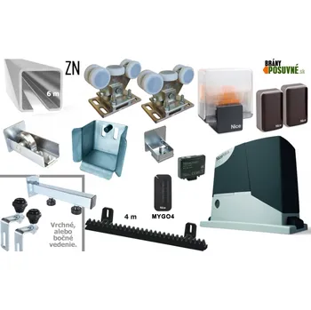 Pohon brány Sada pro výrobu samonosné posuvné brány do 4,5m, ZN C-profil a pohon 70×70×4 (SADA-03-ZN) Typ vedení: Boční vedení, Typ rolen: Kovové role