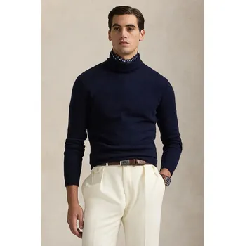 Pánský svetr Svetr s příměsí vlny Polo Ralph Lauren tmavomodrá barva, s golfem, 710955907 59X, vel. S