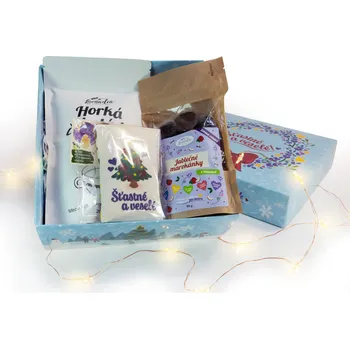 Dárkový potravinový koš Levandulová sada s horkou čokoládou pro opravdové labužníky