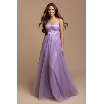 Dámské šaty EVA & LOLA Maturitní Šaty FLORA fialkové Barva: Fialová, Velikost: M