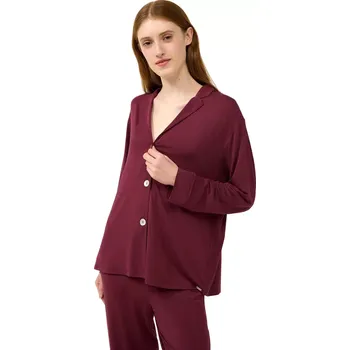 Dámské pyžamo Dámské pyžamo z mikromodalu s knoflíkovým zapínáním Vamp 23121 red windsor velikost XXL