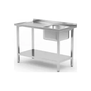 Jídelní stůl Stůl s umyvadlem a policí, 100x60x85 cm | HENDI 817018