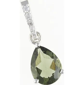 Přívěsek My Moldavite Stříbrný přívěsek s vltavínem a zirkony 328Z