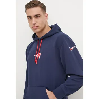 Pánská mikina Mikina s příměsí vlny Nike New England Patriots tmavomodrá barva, s kapucí, s aplikací, 02FI-41S-8K-L98 02FI.41S.8K.L98 59X, vel. S