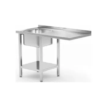 Dílenský stůl Stůl s dřezem, policí a prostorem pro myčku nebo chladničku - šroubovací deska, levá strana | HENDI 237519