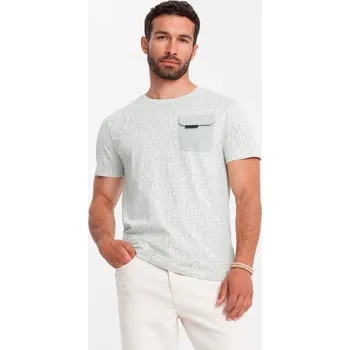 Pánské tričko Pánské bavlněné tričko s potiskem písmen a kapsou - žlutozelené V4 OM-TSFP-0188 - XXL