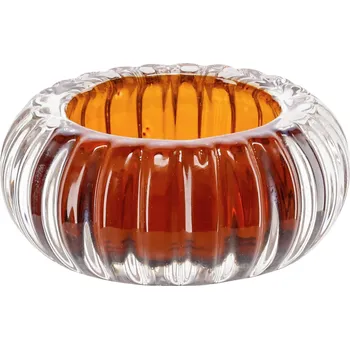 Svícen Skleněný svícen na čajové svíčky Nanami, 8x3,5 cm - hnědá