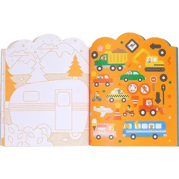 omalovánky Petit Collage Omalovánka se samolepkami vozidel