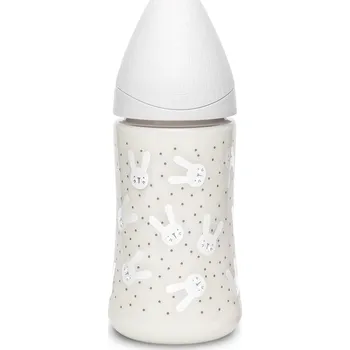 Kojenecká láhev SUAVINEX HYGGE Premium láhev 270 ml 3P KRÁLÍK - Šedá