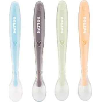 dětská jídelní sada NATTOU Lžičky silikonové s měkkým koncem 4 ks