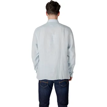 Pánská košile Lacoste pánská lněná košile Lacoste modrá | světle modrá 3457157