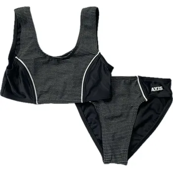 Dívčí plavky OSTATNÍ AXIS dvojdílné dívčí plavky černé Lambáda šedý pruh vel. 122cm