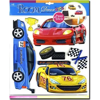 STICKER BOO Dekorace plastická (vrstvená) - AUTA ZÁVODNÍ 38 x 31cm (6ks)
