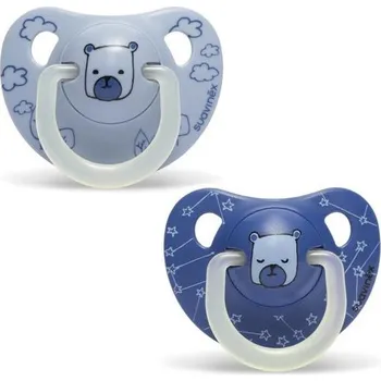 dudlíky SUAVINEX | Šidítko DEN&NOC anatomické silikon 6-18 m - 2 ks - modrý medvěd