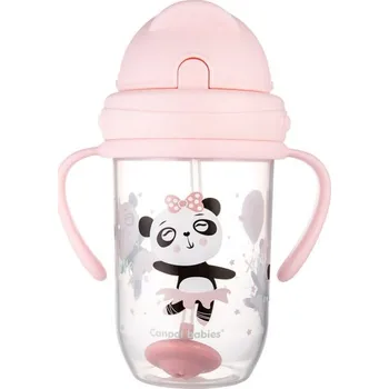 Canpol Babies 56/606 Nevylévací hrneček se slámkou a závažím EXOTIC ANIMALS 270ml růžový