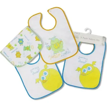 NURSERY Set: 3 bryndáky froté chlapecké přes hlavu (Modrý, zelený, oranž)