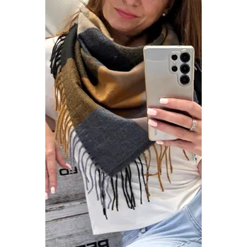 Šátek Grace černohnědošedý