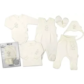 Kojenecká souprava Baby Nellys 6-ti dílná soupravička do porodnice v krabičce Teddy Krémová, vel.56