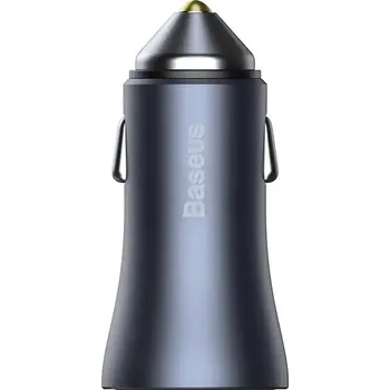 Autobaterie Baseus Golden Contactor Pro nabíječka do auta, USB USB-C, QC4.0 , PD, SCP, 40W (tmavě šedá) s kabelem Type-C na iP 1m černý