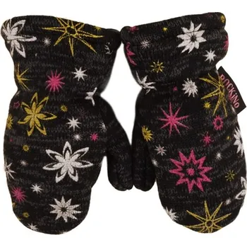 Rukavice ROCKINO Dětské rukavičky s palečkem z potištěné svetroviny - černé Velikost: vel.1