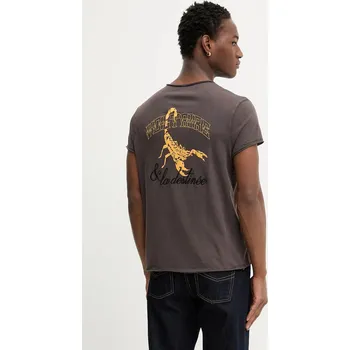 Pánské tričko Bavlněné tričko ZADIG&VOLTAIRE pánské, hnědá barva, s aplikací, JMTN01639 88X, vel. L