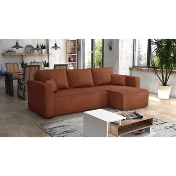 Sedací souprava Rohová rozkládací sedačka FIRE - rudá - manšestr - LINCOLN 52