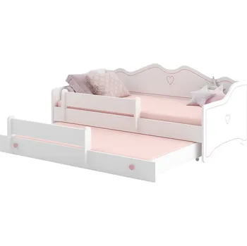 Dětská postel Dvojlůžko EMMA s šuplíkem a zábranou 160x80 růžové
