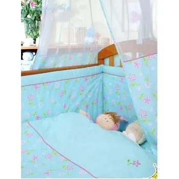 Povlečení 4D DREWEX povlečení a nebesa Tyrkysová louka s růžovými kvítky