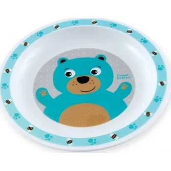 Talíř CANPOL BABIES 4/411 Plastový talíř mělký CUTE ANIMALS - medvídek tyrkys