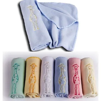 Dětská deka DELFIN DELFIN: Deka POLAR fleace výšivka ŽIRAFKA 80x90cm - růžová