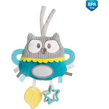 plyšák CANPOL BABIES 68/065 Plyšová edukační zavazovací hračka PASTEL FRIENDS tyrkysová sova, 0m+