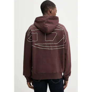 Dámské oblečení Bavlněná mikina Diesel S-MACS-HOOD-MEGOVAL-D A11304.0GYCJ hnědá 88X, vel. M