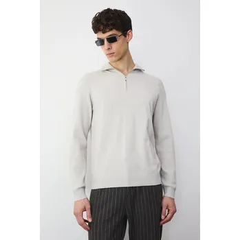 Dámský svetr Svetr s příměsí vlny a kašmíru Medicine šedá barva, s pologolfem RW25-SWMC16 09M, vel. M