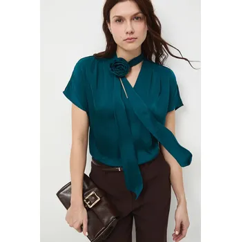 Dámská halenka Halenka Medicine dámská, zelená barva, hladká RW25-BKDC00 67X, vel. S