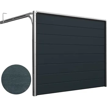 Garážová vrata DoorHan Sekční garážová vrata | Woodgrain antracit RAL 7016, středová drážka Šířka stavebního otvoru (mm): 2375, Výška stavebního otvoru (mm): 2030