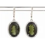 My Moldavite Stříbrné náušnice s vltavíny a zirkony ER010